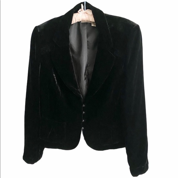 Putumayo Jackets & Blazers - Vintage Putumayo Silk Velvet Black Blazer Jacket